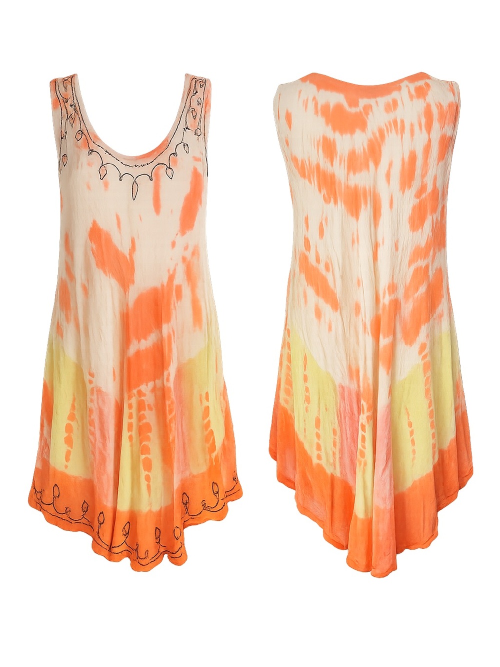 🛥️ Neelam Fashions Tie-Dye Embroidered Boho Swing Dress | FREE SIZE
